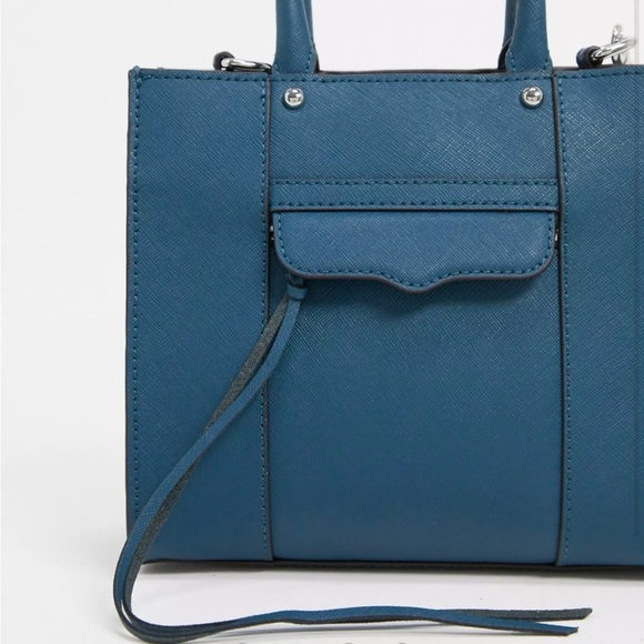 Rebecca Minkoff Mini M.A.B. Leather Mini Crossbody Tote in Teal Blue - Picture 3 of 7